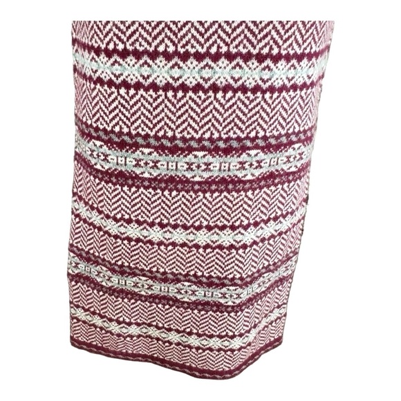 Lauren Ralph Lauren Fair Isle Knit Dress Cashmere Blend Burgundy Gray Cream Sz M - Picture 8 of 14